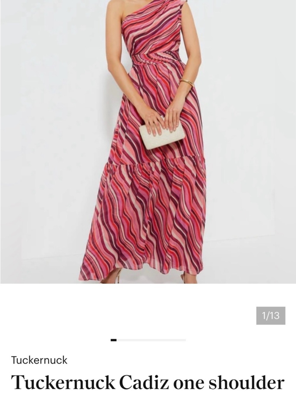 Tuckernuck One-Shoulder Maxi Dress in Pink and Berry Wave Print